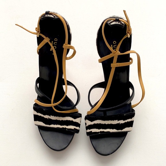 GUCCI Betty HIGH HEEL Platform SANDAL Italy ZEBRA - Picture 3 of 6